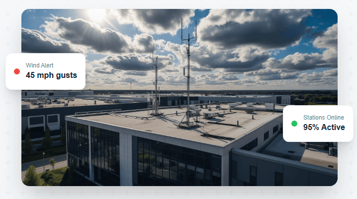 Commercial rooftop with weather station